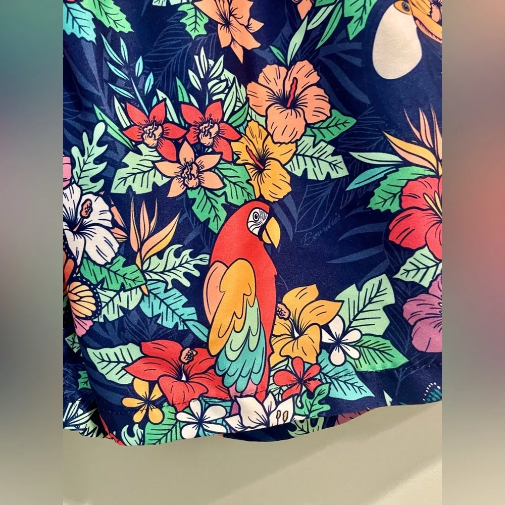 Boardies Apparel Tropical Print Men’s Mesh Lined Hawaiian Swim Trunks-Size Large